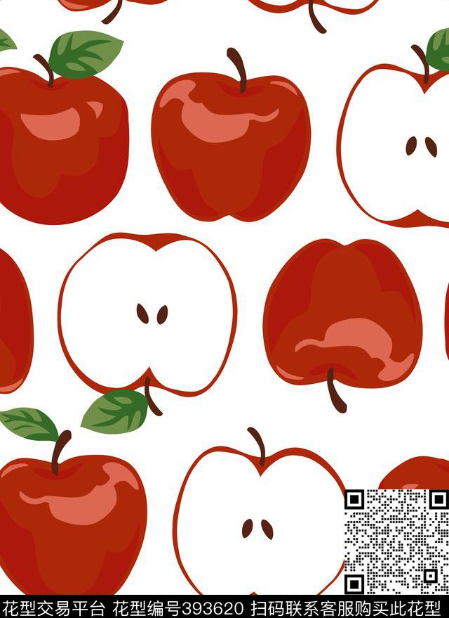卡通苹果红色传统印花华亿平台下载（图片编号: 393620） - 瓦栏（Walan）