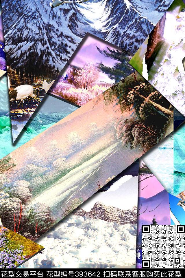 抽象肌理风景数码印花华亿平台下载（图片编号: 393642） - 瓦栏（Walan）