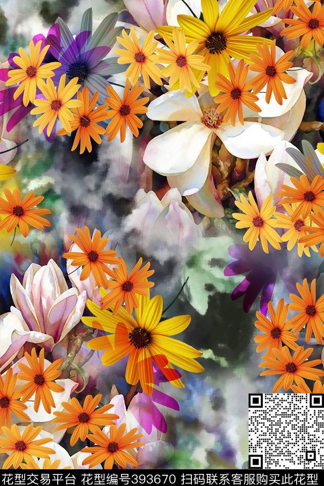 花田园抽象数码印花华亿平台下载（图片编号: 393670） - 瓦栏（Walan）