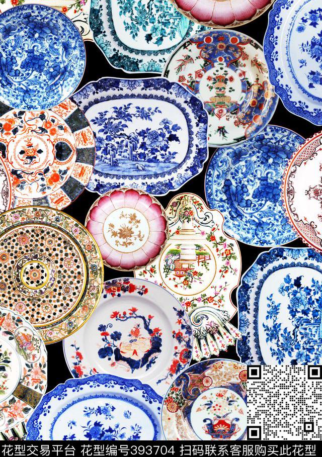复古甜美清新瓷盘数码印花华亿平台下载（图片编号: 393704） - 瓦栏（Walan）