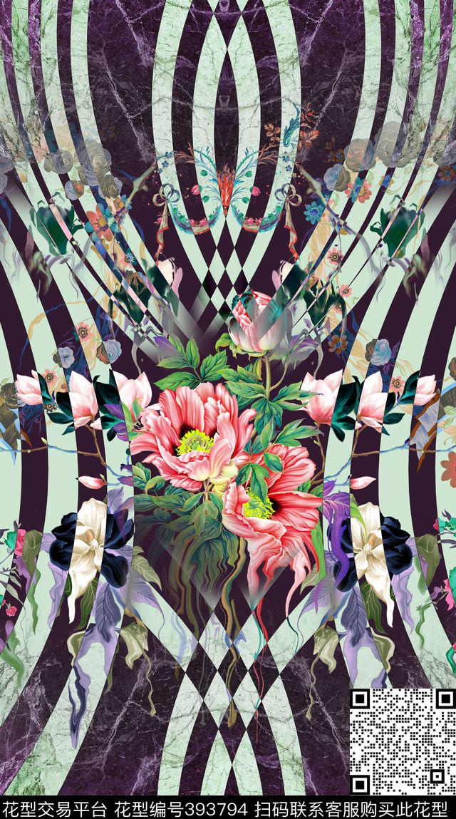 抽象定位复古数码印花华亿平台下载（图片编号: 393794） - 瓦栏（Walan）