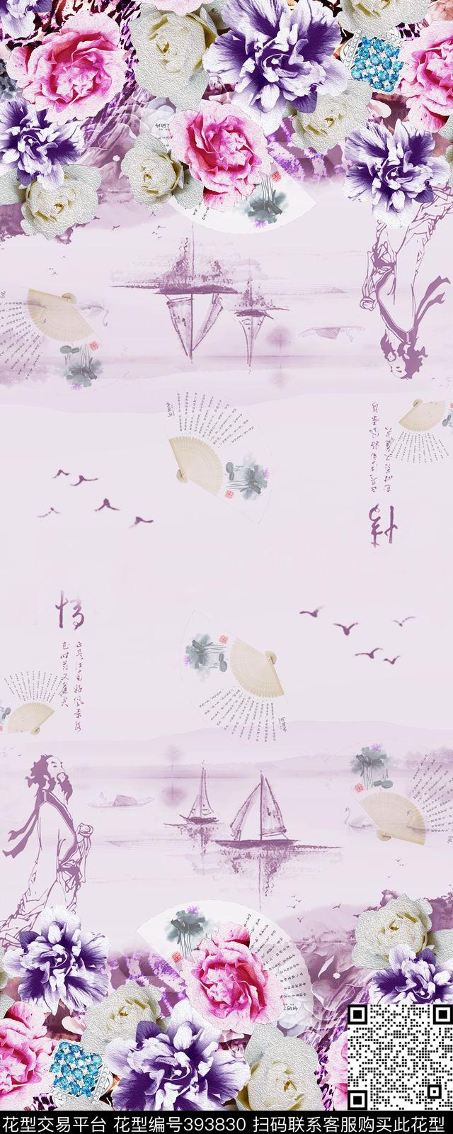 定位华亿平台古代花卉传统印花华亿平台下载（图片编号: 393830） - 瓦栏（Walan）
