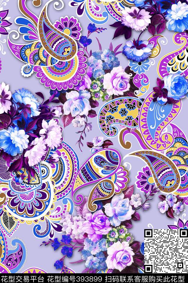 佩斯利火腿纹花卉数码印花华亿平台下载（图片编号: 393899） - 瓦栏（Walan）