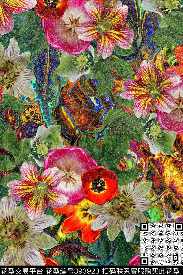 3D花卉花卉数码印花华亿平台下载（图片编号: 393923） - 瓦栏（Walan）