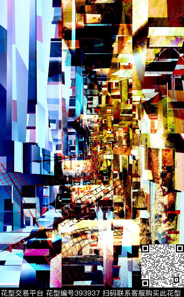 抽象几何异度空间数码印花华亿平台下载（图片编号: 393937） - 瓦栏（Walan）