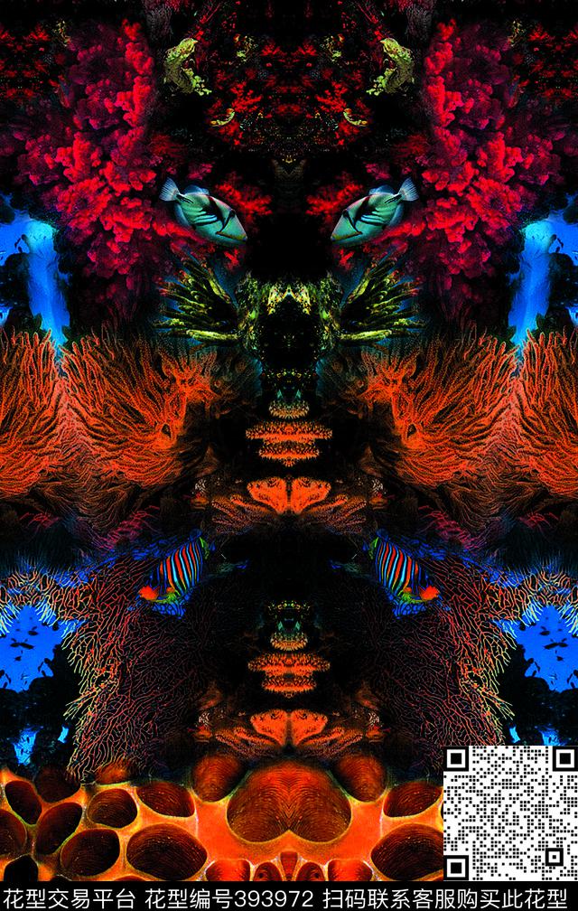 休闲海底生物海藻数码印花华亿平台下载（图片编号: 393972） - 瓦栏（Walan）