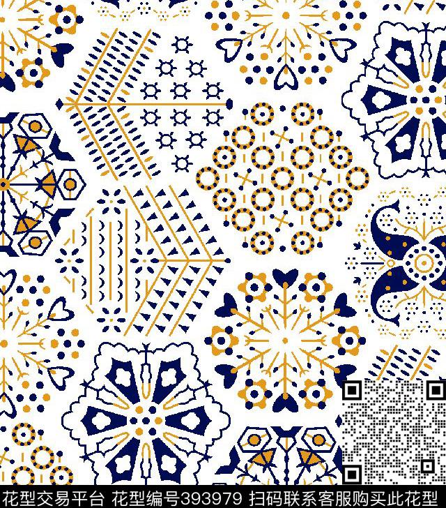 中国风时尚几何三角形传统印花华亿平台下载（图片编号: 393979） - 瓦栏（Walan）