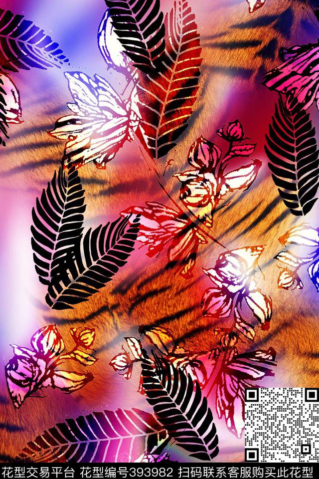 抽象花面料华亿平台数码印花华亿平台下载（图片编号: 393982） - 瓦栏（Walan）