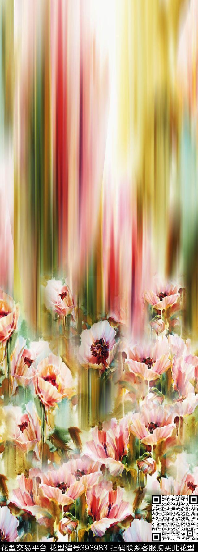 田园花写意数码印花华亿平台下载（图片编号: 393983） - 瓦栏（Walan）