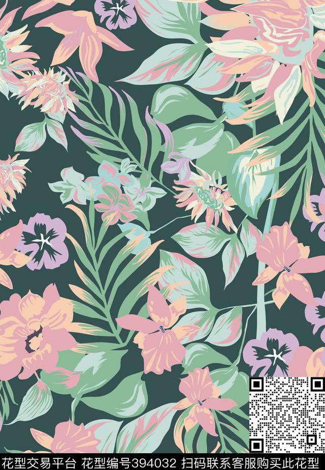 花卉传统印花华亿平台下载（图片编号: 394032） - 瓦栏（Walan）
