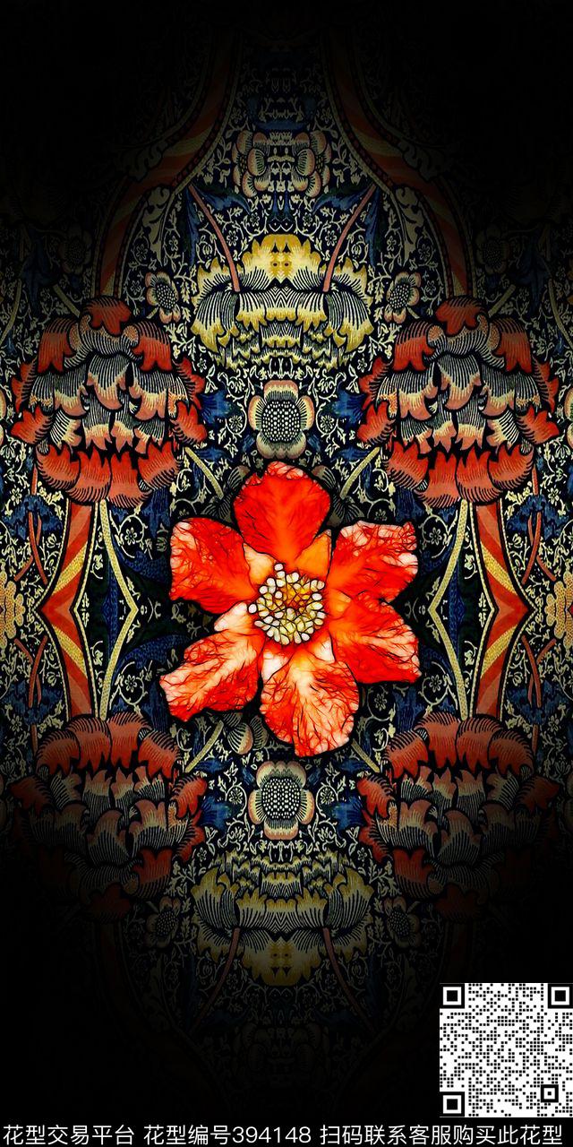 花卉定位数码印花华亿平台下载（图片编号: 394148） - 瓦栏（Walan）