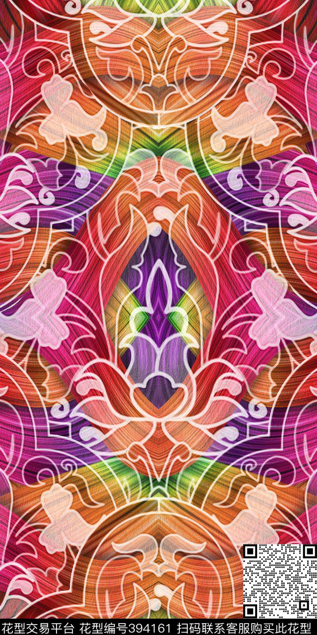 抽象创新原创古典花纹时尚休闲数码印花华亿平台下载（图片编号: 394161） - 瓦栏（Walan）
