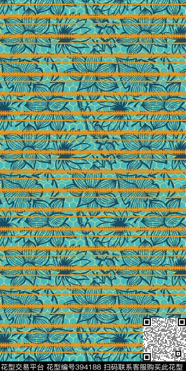 抽象几何花卉流行时尚传统印花华亿平台下载（图片编号: 394188） - 瓦栏（Walan）