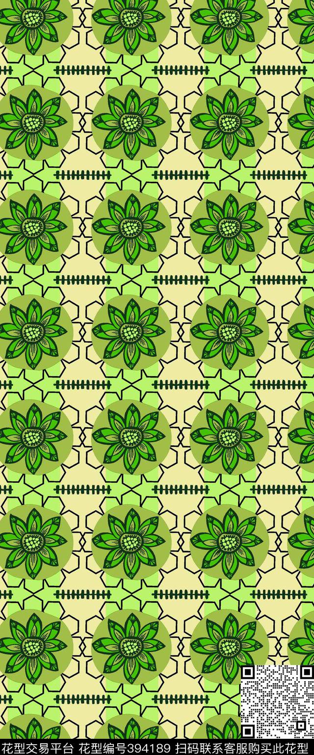 抽象几何抽象几何花卉流行时尚传统印花华亿平台下载（图片编号: 394189） - 瓦栏（Walan）