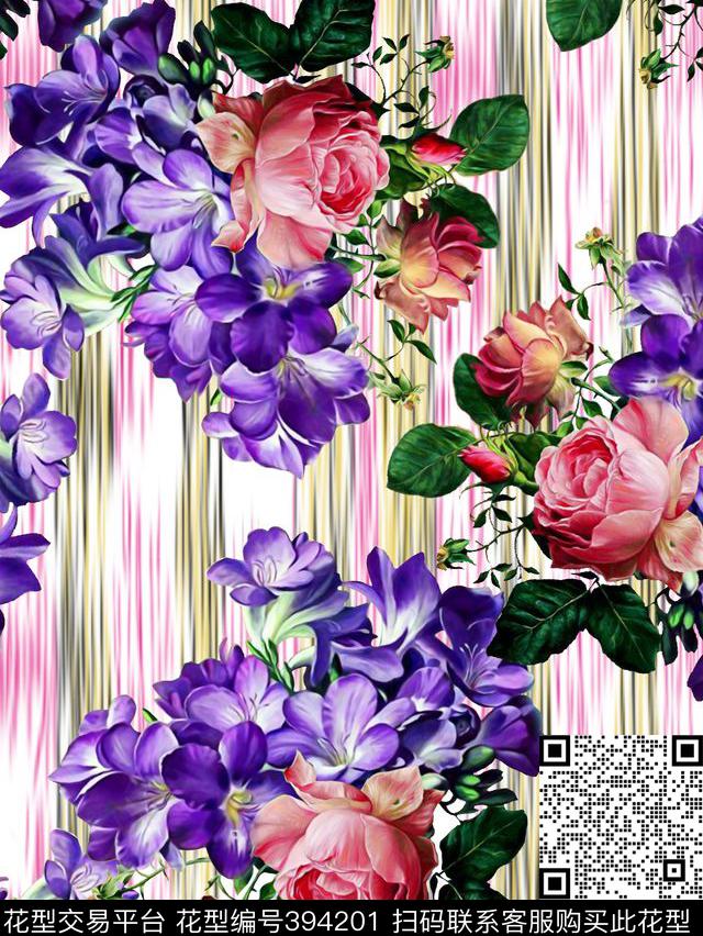 花卉抽象渐变花朵数码印花华亿平台下载（图片编号: 394201） - 瓦栏（Walan）