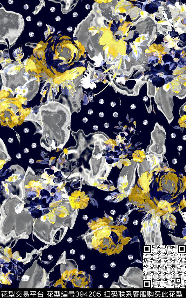 复古艺术水墨数码印花华亿平台下载（图片编号: 394205） - 瓦栏（Walan）