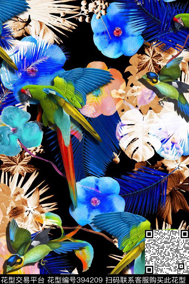 数码热带植物花鸟女装热带植物花鸟流行时尚花等数码印花华亿平台下载（图片编号: 394209） - 瓦栏（Walan）