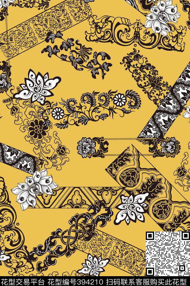 传统纹样中国风几何花草传统印花华亿平台下载（图片编号: 394210） - 瓦栏（Walan）
