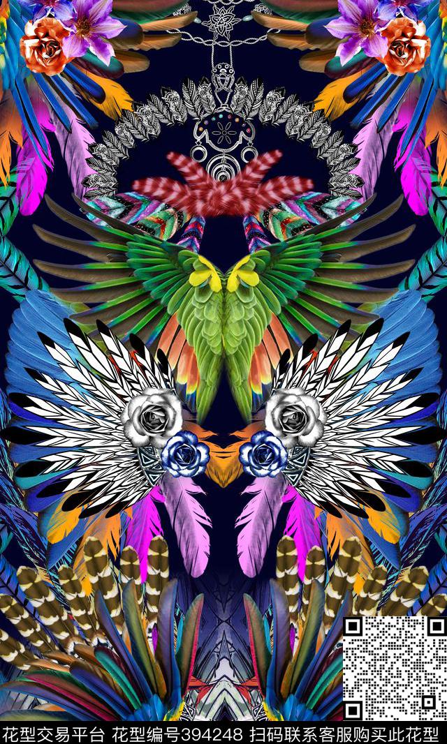 各种羽毛时尚流行碎珠宝数码印花华亿平台下载（图片编号: 394248） - 瓦栏（Walan）