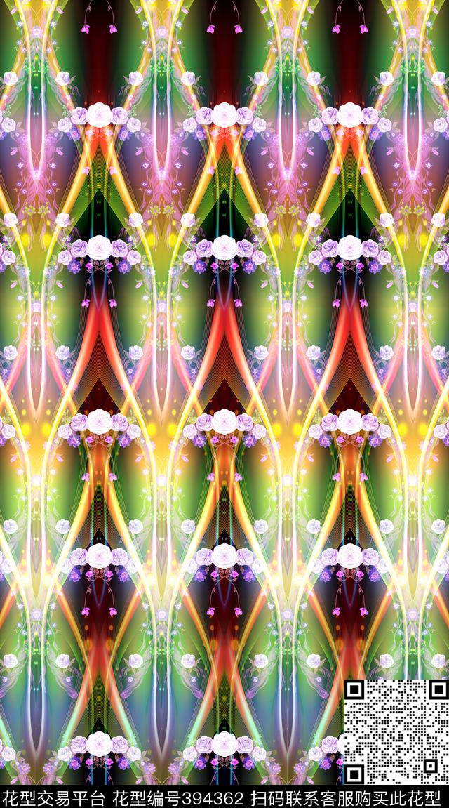 抽象色彩炫彩数码印花华亿平台下载（图片编号: 394362） - 瓦栏（Walan）