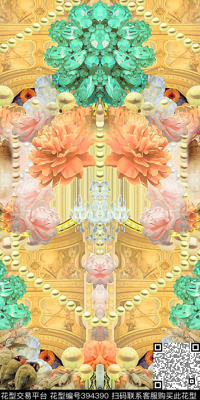 定位印花图案数码印花华亿平台下载（图片编号: 394390） - 瓦栏（Walan）