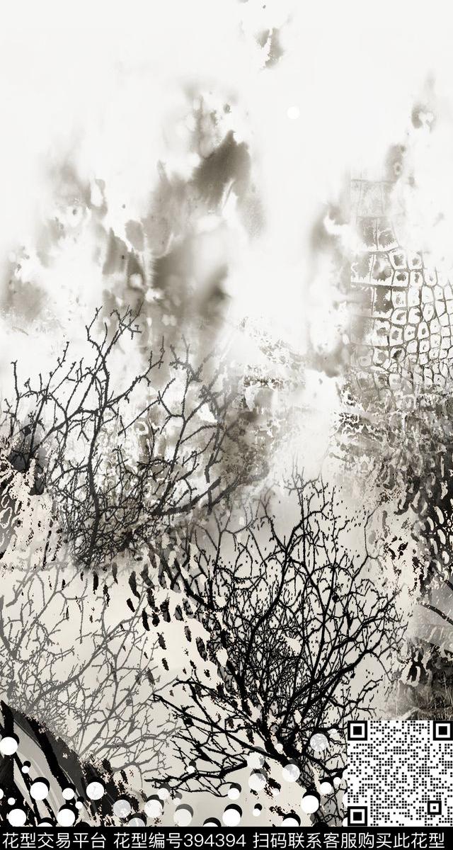 点子定位黑白传统印花华亿平台下载（图片编号: 394394） - 瓦栏（Walan）