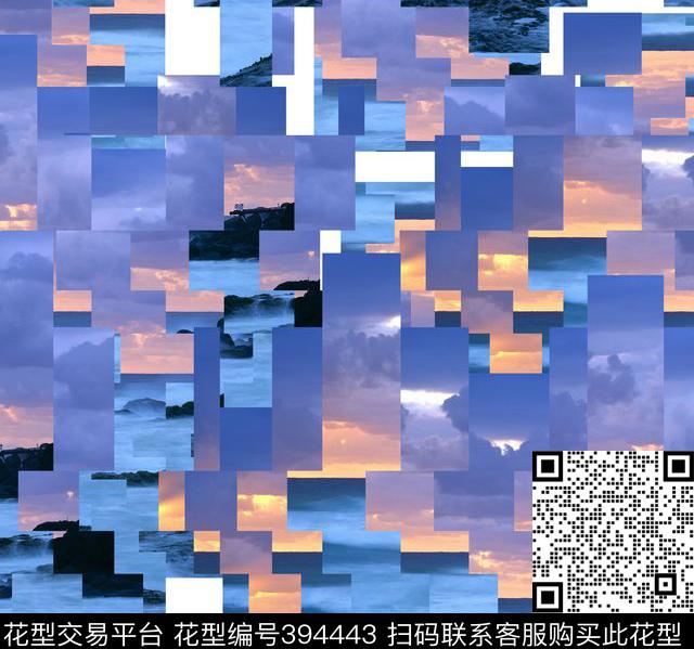 抽象风景复古数码印花华亿平台下载（图片编号: 394443） - 瓦栏（Walan）