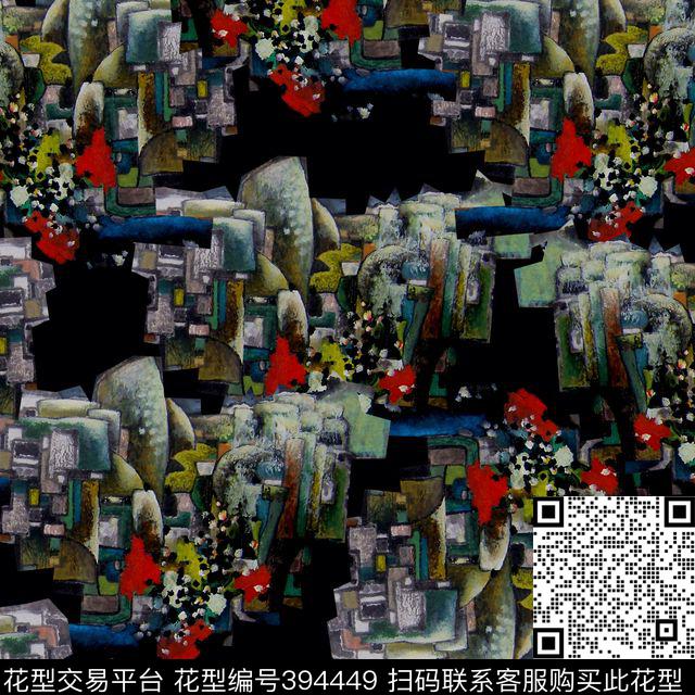 潮流抽象复古数码印花华亿平台下载（图片编号: 394449） - 瓦栏（Walan）