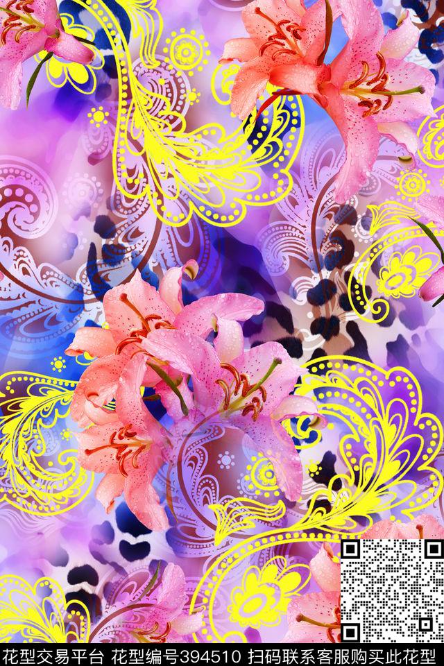 田园抽象写意数码印花华亿平台下载（图片编号: 394510） - 瓦栏（Walan）