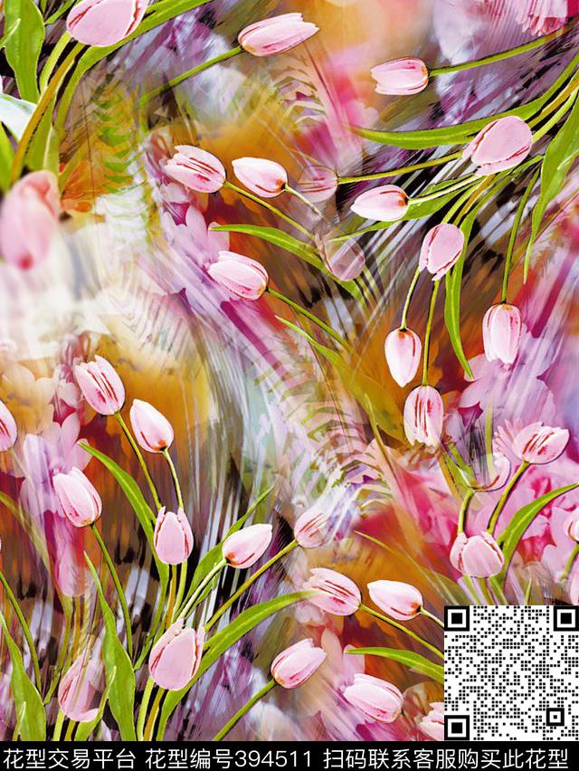 抽象田园休闲数码印花华亿平台下载（图片编号: 394511） - 瓦栏（Walan）