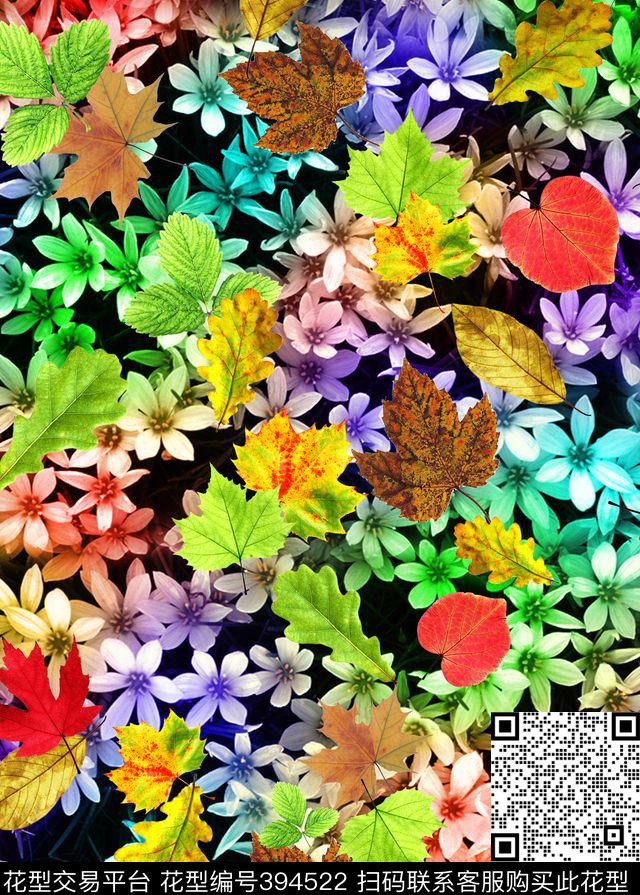 田园风植物花卉数码印花华亿平台下载（图片编号: 394522） - 瓦栏（Walan）