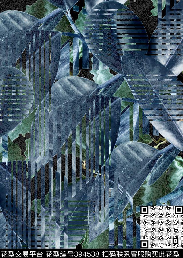 复古潮流树叶数码印花华亿平台下载（图片编号: 394538） - 瓦栏（Walan）