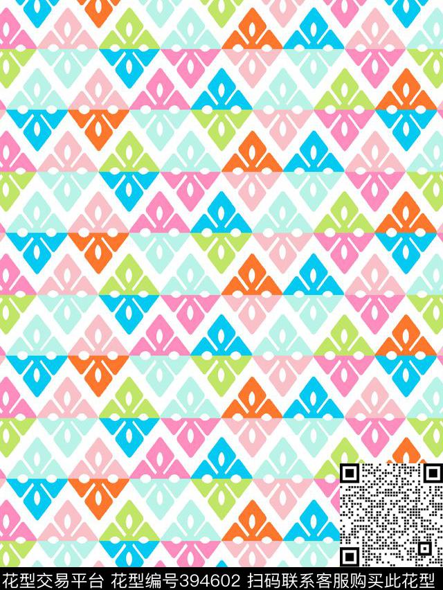传统印花小花几何花卉传统印花华亿平台下载（图片编号: 394602） - 瓦栏（Walan）
