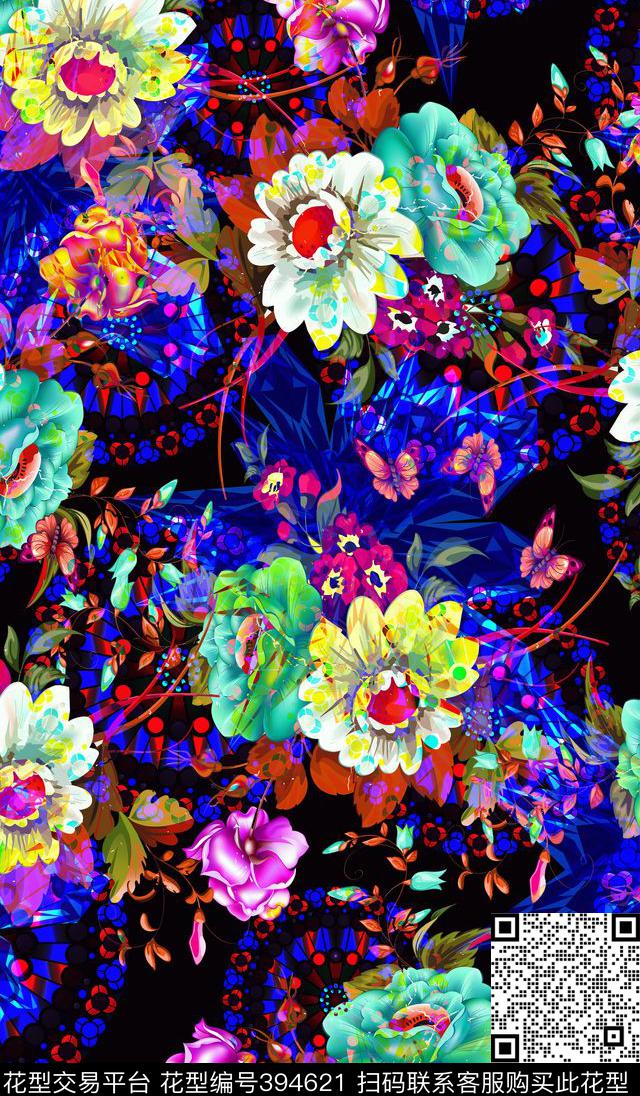 服装花卉植物花卉数码印花华亿平台下载（图片编号: 394621） - 瓦栏（Walan）