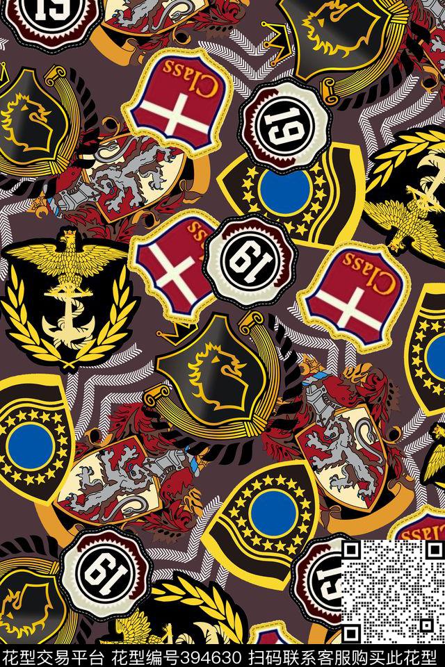 各种勋章几何图案男装传统印花华亿平台下载（图片编号: 394630） - 瓦栏（Walan）
