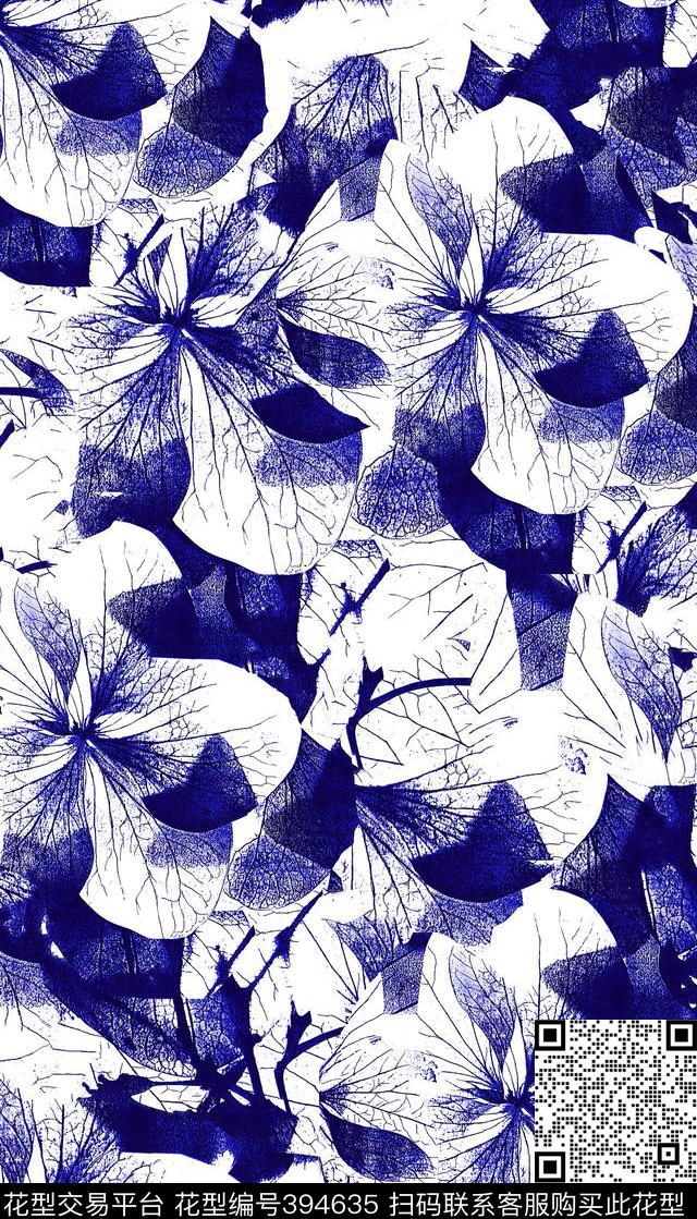 壁纸靛蓝脉络传统印花华亿平台下载（图片编号: 394635） - 瓦栏（Walan）