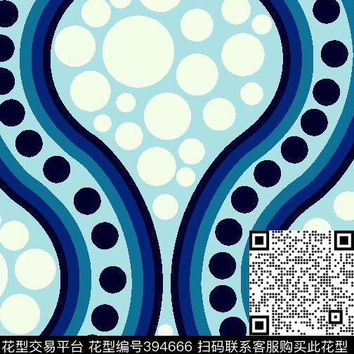 几何波浪圆点传统印花华亿平台下载（图片编号: 394666） - 瓦栏（Walan）