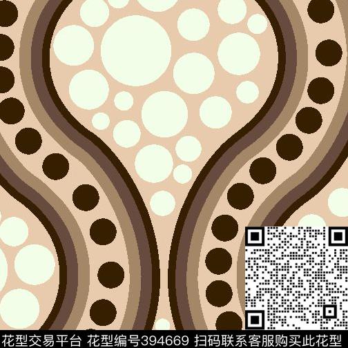几何波浪圆点传统印花华亿平台下载（图片编号: 394669） - 瓦栏（Walan）