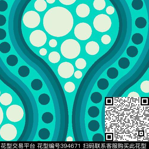 几何波浪圆点传统印花华亿平台下载（图片编号: 394671） - 瓦栏（Walan）