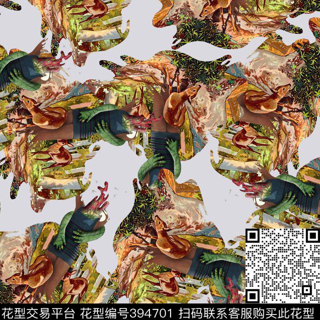动物风景复古数码印花华亿平台下载（图片编号: 394701） - 瓦栏（Walan）