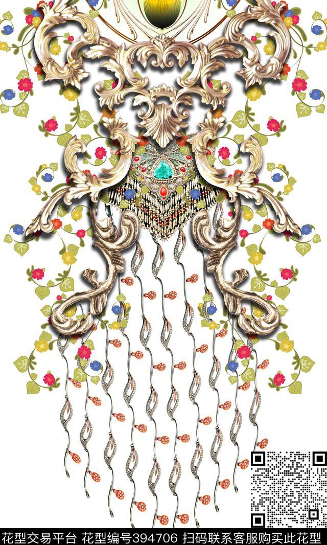欧式花纹宝石珠宝数码印花华亿平台下载（图片编号: 394706） - 瓦栏（Walan）