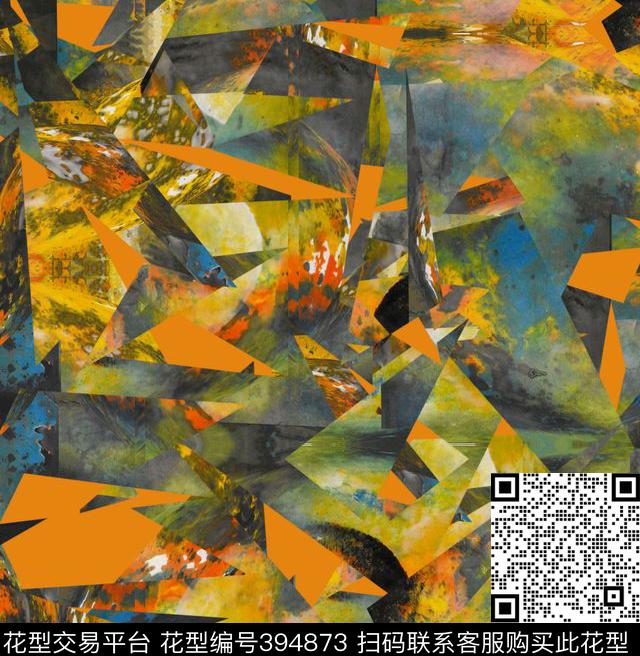 潮流抽象复古数码印花华亿平台下载（图片编号: 394873） - 瓦栏（Walan）