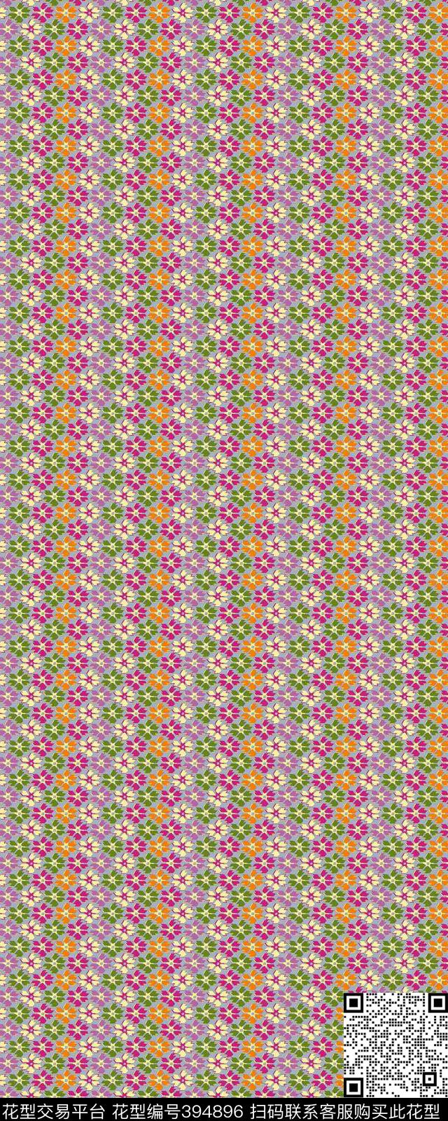 抽象几何花卉花卉流行时尚花卉传统印花华亿平台下载（图片编号: 394896） - 瓦栏（Walan）