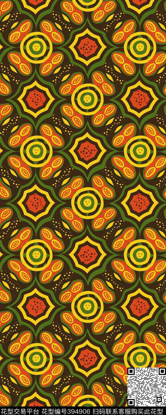 抽象几何民族风格流行时尚传统印花华亿平台下载（图片编号: 394906） - 瓦栏（Walan）