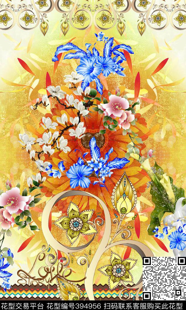 抽象定位数码印花华亿平台下载（图片编号: 394956） - 瓦栏（Walan）