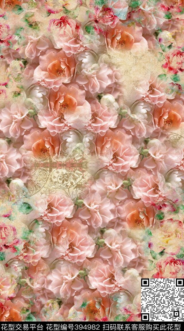 暖色碎花机理数码印花华亿平台下载（图片编号: 394982） - 瓦栏（Walan）