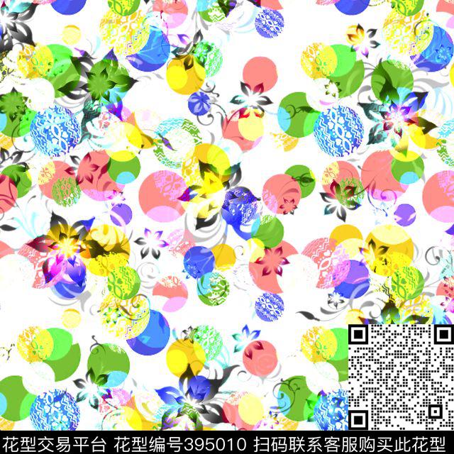 清新几何小花数码印花华亿平台下载（图片编号: 395010） - 瓦栏（Walan）
