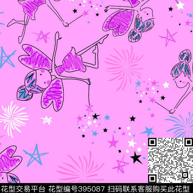 粉色系小精灵传统印花华亿平台下载（图片编号: 395087） - 瓦栏（Walan）