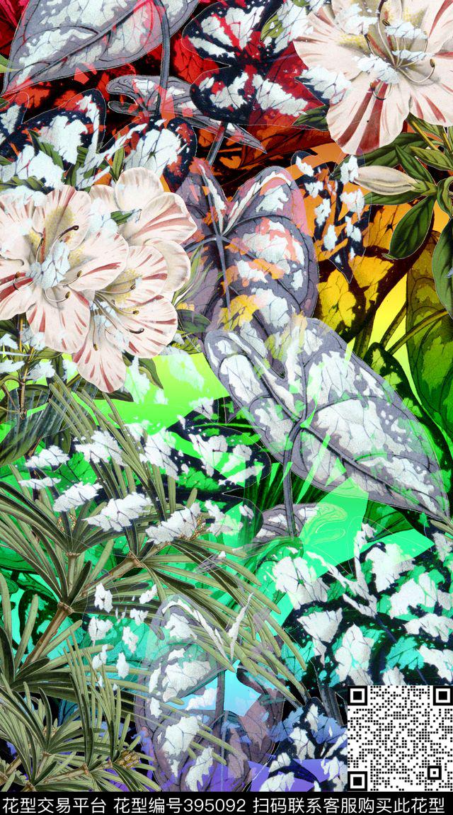 定位花卉花卉、渐变数码印花华亿平台下载（图片编号: 395092） - 瓦栏（Walan）