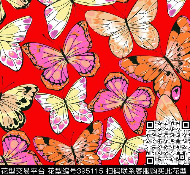 清新蝴蝶传统印花华亿平台下载（图片编号: 395115） - 瓦栏（Walan）